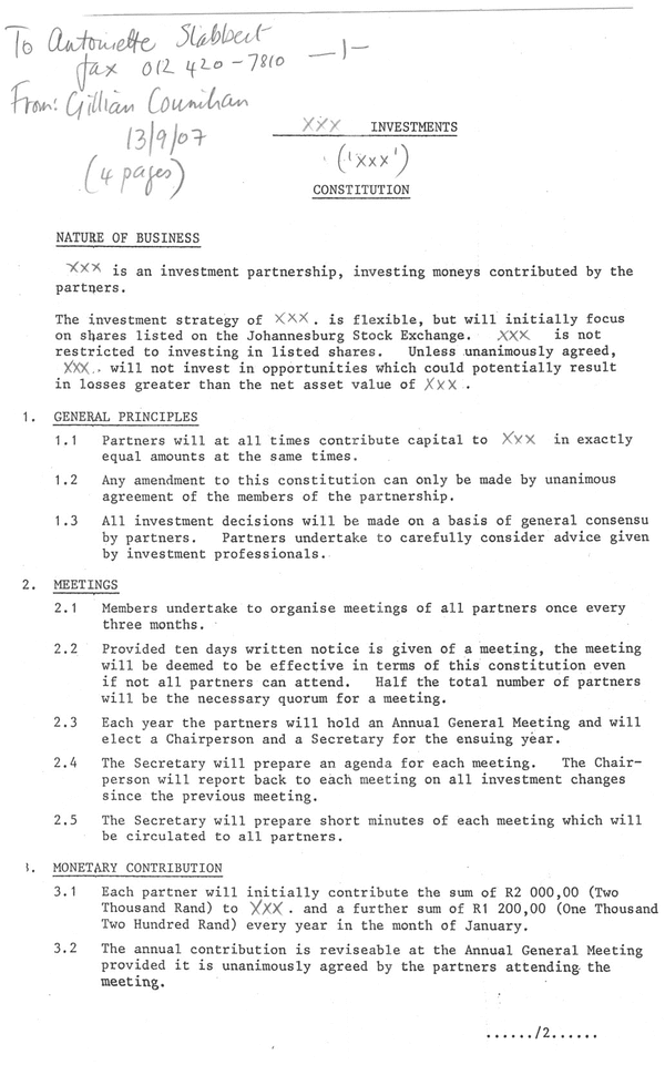 Product picture Constitution of an Investment Club